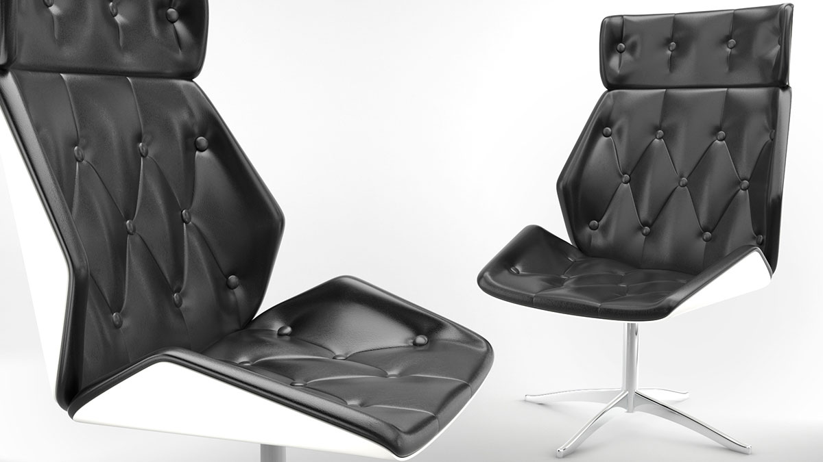 Office Chair Black Leather Product Studio 3d CGI Render