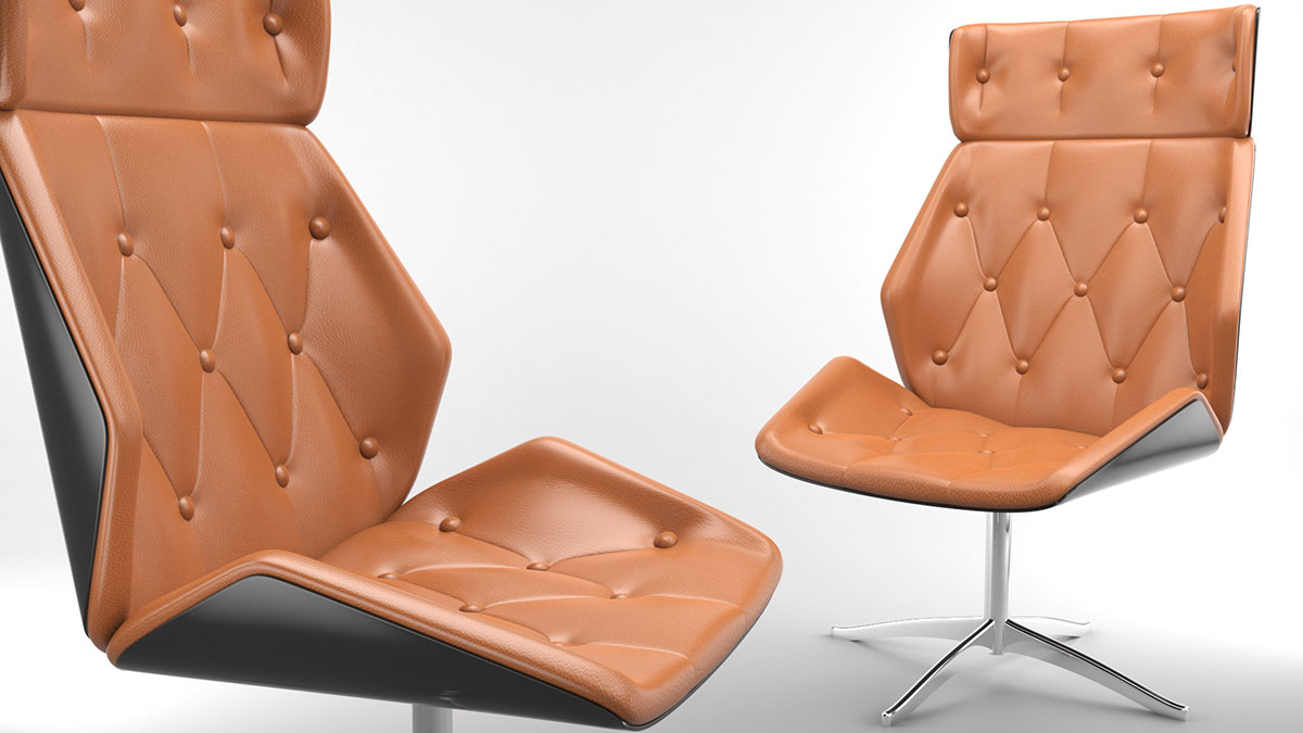 Office Chair Light Brown Leather Product Studio 3d CGI Render