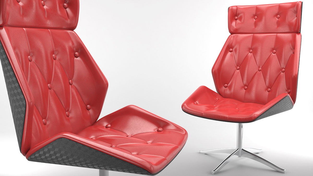 Office Chair Red Leather Product Studio 3d CGI Render