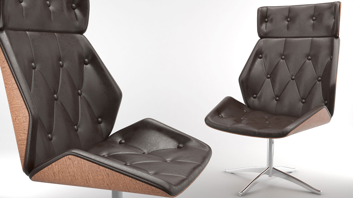Office Chair Brown Rugged Leather Product Studio 3d CGI Render