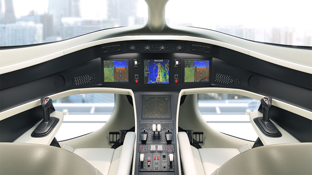 Samad Aerospace Starling Hybrid Jet Cockpit 3D CGI Render