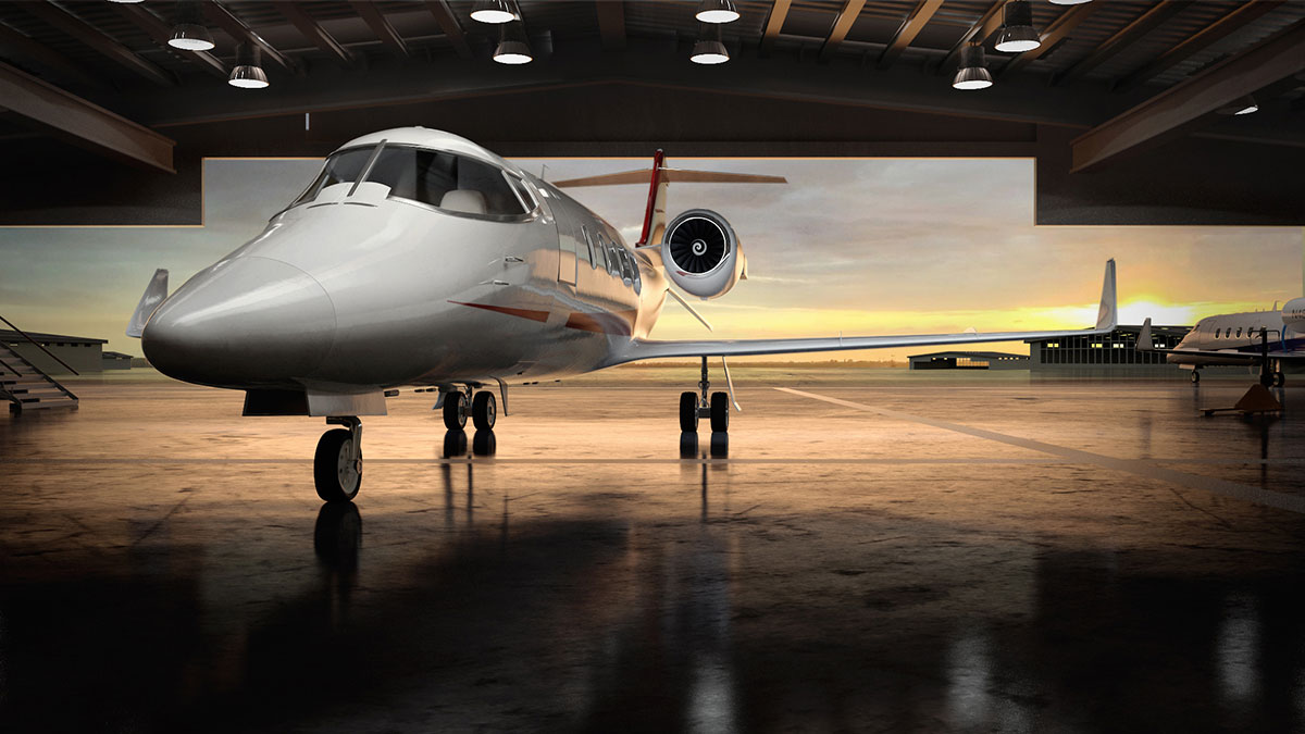 VIP Aircraft Private Jet Hangar 3D CGI Render